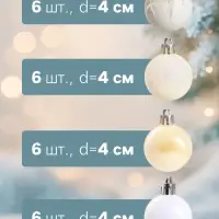 Ёлочные игрушки &laquo;Снег&raquo;, шары новогодние, набор 24 шт., d=4 см, белый