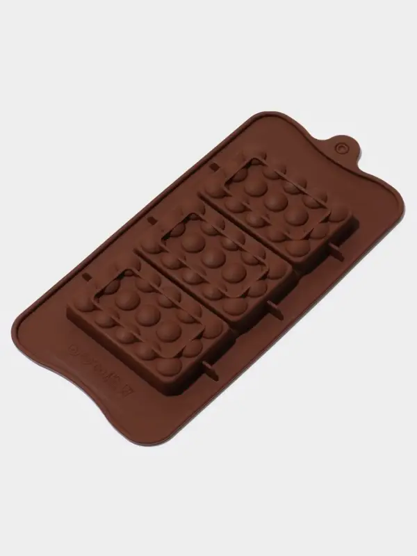 Форма для шоколада Доляна «Мини-шоколадки», силикон, 22×11×1 см, 3 ячейки, коричневая