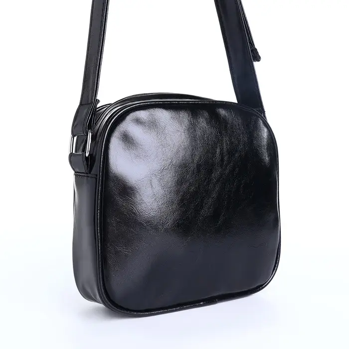 Сумка женская кросс-боди на молнии, 19&times;7&times;18 см, чёрная