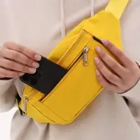 Сумка поясная, однотонная, на молнии, 34&times;6&times;12 см, желтая