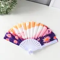 Веер пластик, текстиль "Спящие котики на полянке" МИКС 23 см Веер пластик, текстиль "Спящие котики на полянке" МИКС 23 см