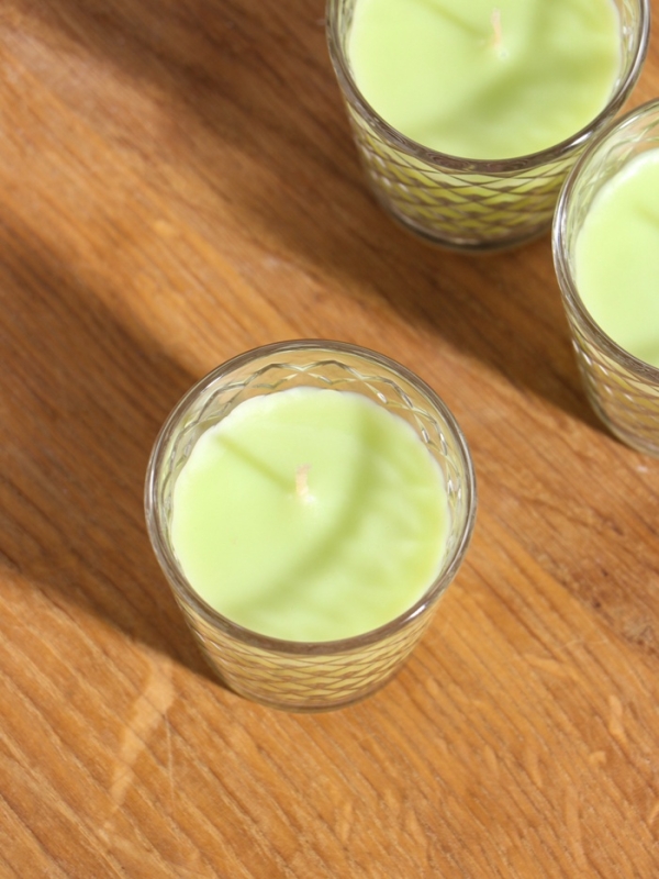 Свеча ароматическая в стакане (набор 3 шт) по 50 мл, 10 ч, 32 гр, ЛАЙМ-МЯТА