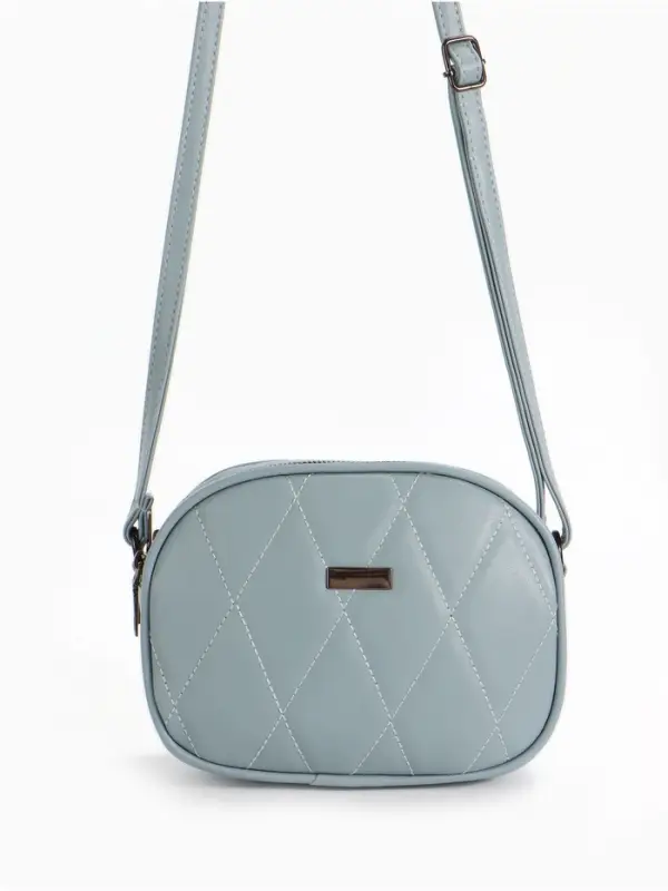 Сумка женская кросс-боди на молнии, 19&times;7&times;15 см, со стёжкой, серо-синяя