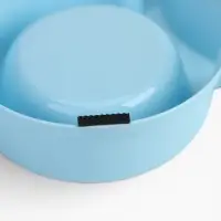 Миска двойная, 28&times;17.3&times;5 см, на пластиковом основании, металл, голубая