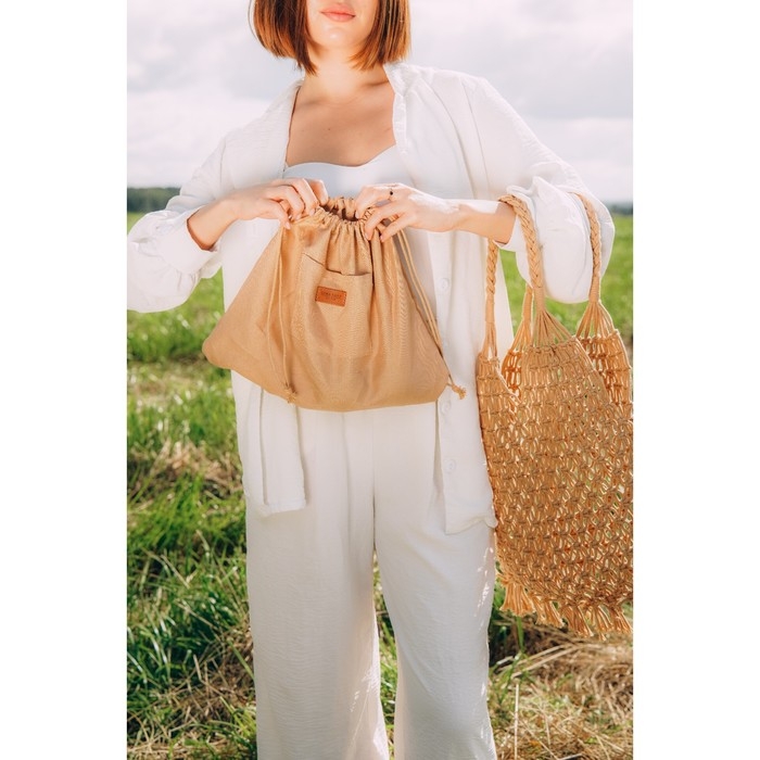 Сумка женская SL Home, ручное плетение, хлопок, длина ручек 15 см, 40×32 см Сумка женская SL Home, ручное плетение, хлопок, длина ручек 15 см, 40×32 см