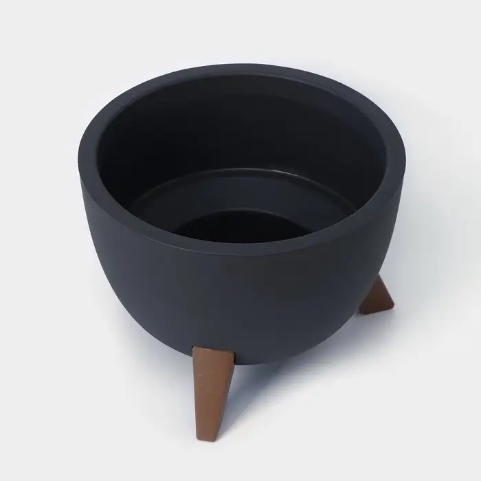 Кашпо для цветов на ножках &laquo;Флориан&raquo;, 12 л (11 л), d=35 см, h=25.5 см, со вставкой, цвет графитовый