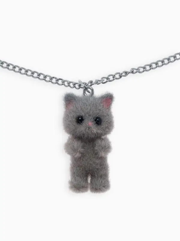 Кулон детский &laquo;Выбражулька. Котёнок&raquo;, 40 см, серый в серебре