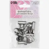 Застёжка для купальника, металлическая, 17 мм, 5 шт., цвет серебряный