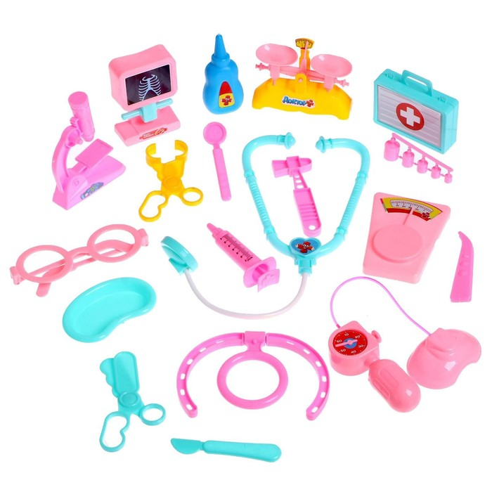 Игровой набор «Чемоданчик доктора», 20 предметов, с фартуком Игровой набор «Чемоданчик доктора», 20 предметов, с фартуком