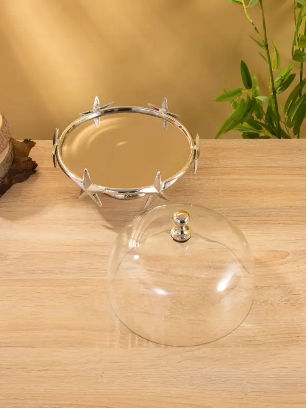 Тортовница со стеклянной крышкой Тортовница со стеклянной крышкой "Звёзды" алюминий 21х21х23 см