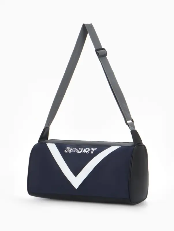 Сумка спортивная на молнии, боковой карман/сетка, регулируемый ремень, маленький размер, тёмно-синяя