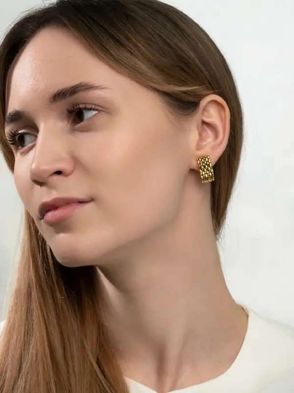 Серьги клипсы для ушей QF &laquo;Плетение&raquo;, цвет чернёное золото