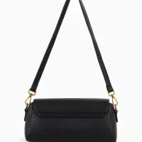 Сумка женская мессенджер TEXTURA на клапане, 26&times;9&times;12 см, чёрная