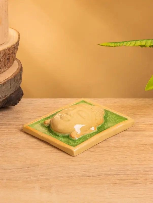 Подставка под благовония «Будда», 11×9×3 см, керамика, зелёно-коричневая Подставка под благовония «Будда», 11×9×3 см, керамика, зелёно-коричневая