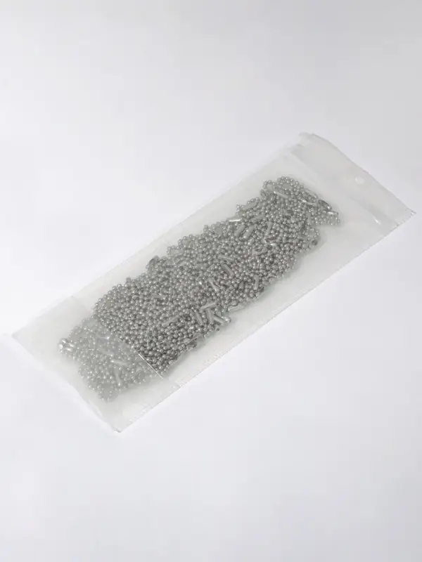 Цепочка шариковая с замком соединителем, 100 шт. металлическая, 0.9&times;0.3 см, ширина 2 мм, цвет серебро