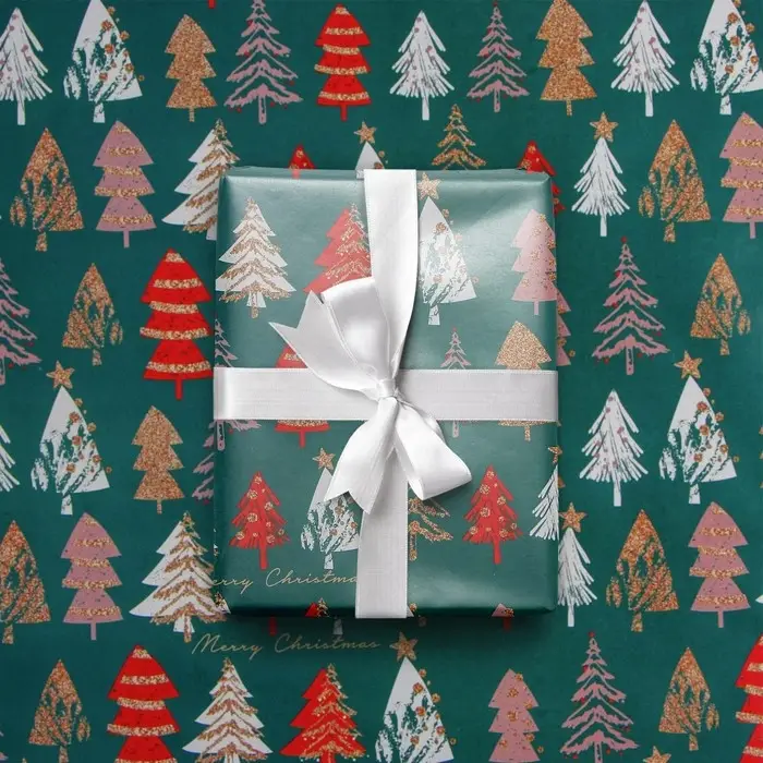 Упаковочная бумага на новый год «Ёлочки», 70 х 100 см, глянцевая