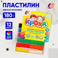 Пластилин мягкий (восковой) &laquo;Луч. Кроха&raquo;, 12 цветов, 180 г, со стеком