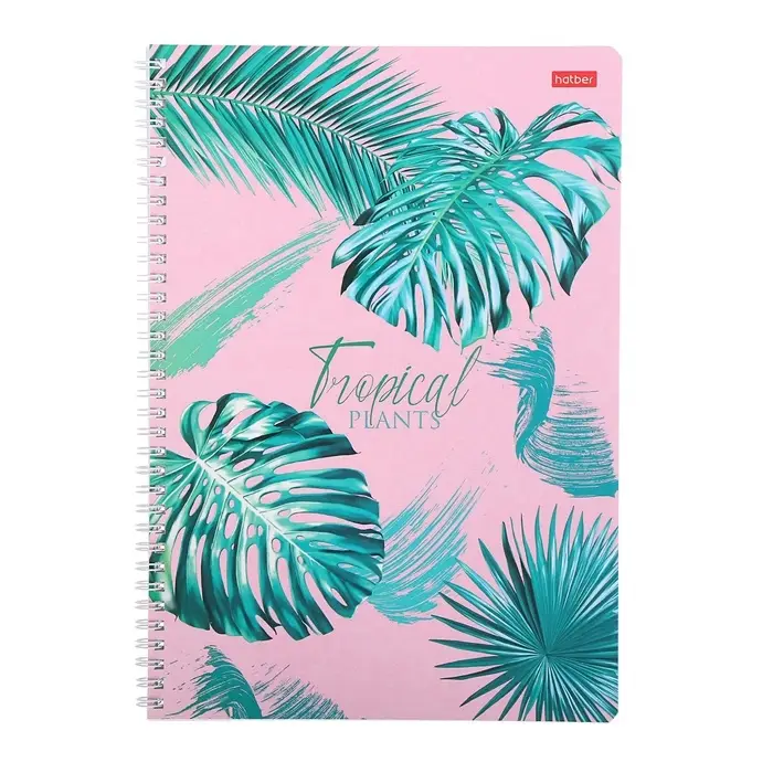 Тетрадь А4, 96 листов в клетку на гребне &laquo;Тропические листья&raquo;, обложка мелованный картон, блок офсет, МИКС