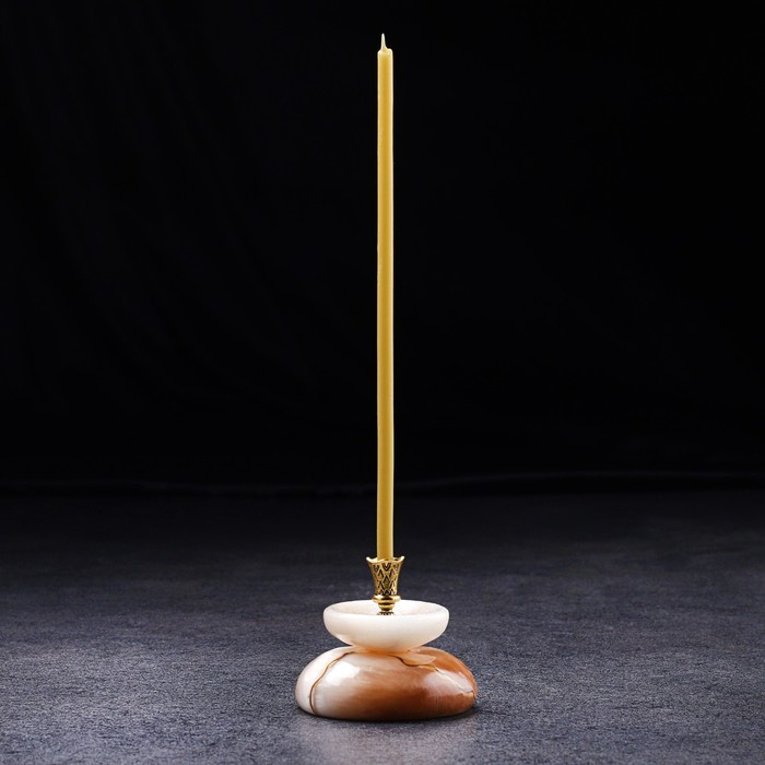 Подсвечник "Церковный №1", круглый с чашкой, 4х5,5 см, селенит, микс