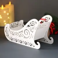 Шкатулка "Сани" с магнитом, 23х10х14 см, белый