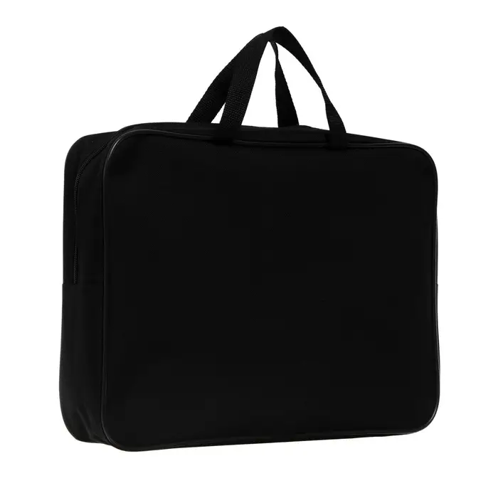 Папка с ручками А4, 360&times;270&times;80 мм, текстильная, внутренний карман, чёрный 1Ш48