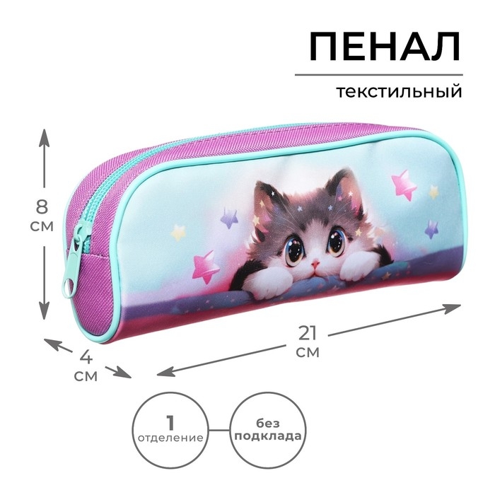 Пенал мягкий, 1 отделение, 80 х 210 х 40 мм, объёмный, ПМО 21-20, Calligrata Пенал мягкий, 1 отделение, 80 х 210 х 40 мм, объёмный, ПМО 21-20, Calligrata "Кот корея"
