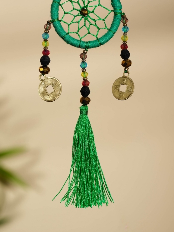 Брелок Брелок "Ловец снов" 4х15 см. тёмно-зелёный