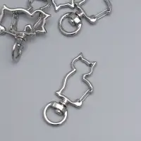 Карабин металлический &laquo;Кошка&raquo;, 42&times;17 мм / 8&times;2.2 мм, 5 шт., металл под серебро