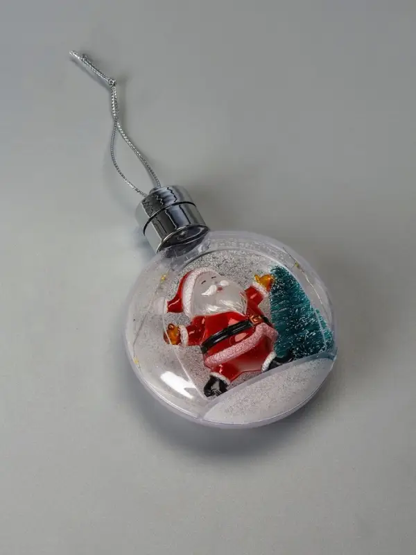 Ёлочный шар &laquo;Дед Мороз&raquo;, 5 LED, от батареек, свечение тёплое белое