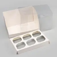 Коробка для 6 капкейков, белая 23.5&times;16&times;14 см