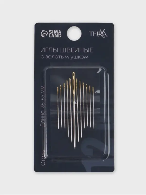 Иглы швейные штопальные TEIRA, для гобелена, набор 12 шт., d=0.7-1.4, 3.6-9 см
