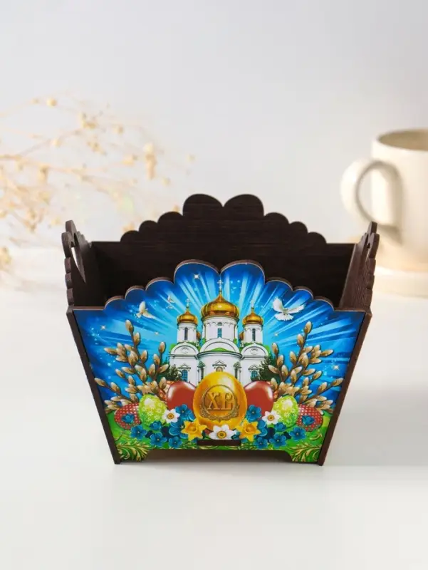 Конфетница квадратная или подставка под пасхальный кулич №4.  10х13х13,5 см