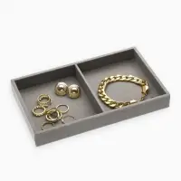 Подставка для украшений QF, 2 места, флок, 21&times;12.5&times;2.5 см, серая