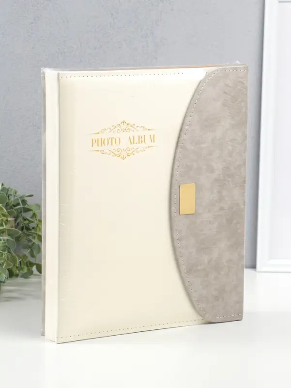 Фотоальбом на 400 фото 10х15 см "Стиль" кожзам, бело-серый 5х28х34 см