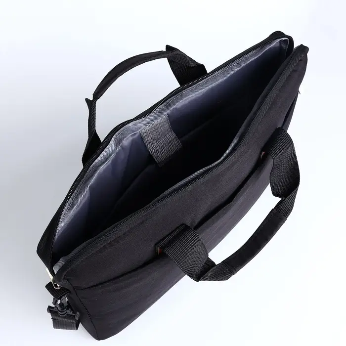 Сумка для ноутбука на молнии, наружный карман, держатель для чемодана, длинный ремень, 41&times;3&times;30 см, чёрная