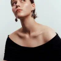 Серьги со стразами &laquo;Изящность&raquo;, ажурная, чёрные в чернёном серебре