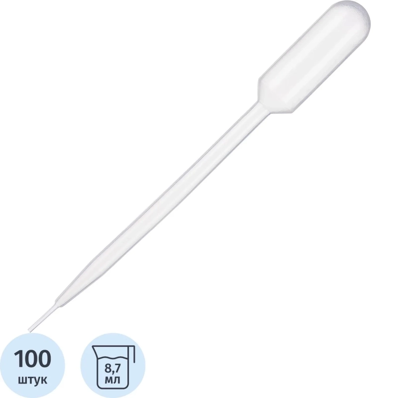 Пипетка Пастера 8,7мл, 147мм, стер, 100 шт/уп, ИУ 4320-2302