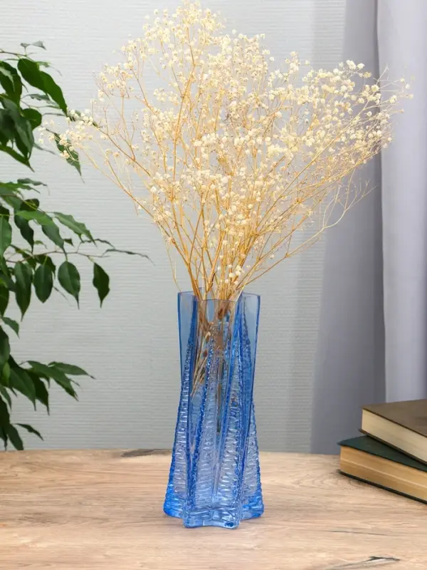 Ваза стекло настольная  Ваза стекло настольная "Флоранс" 25х11х9 см, голубой