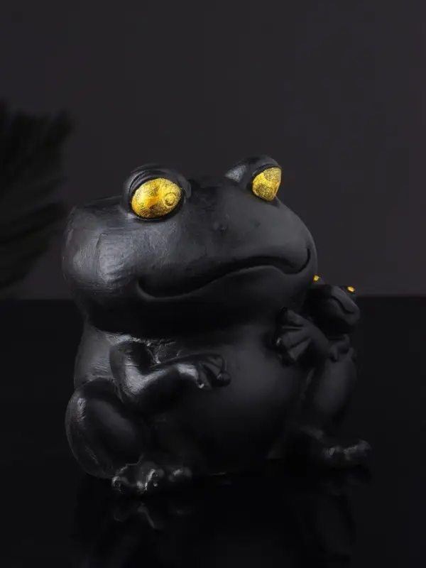 Кашпо "Лягушка с лягушонком" 10х10 см, чёрный