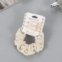 Набор для волос &laquo;Глория грация&raquo;, резинка 7 см, 2 заколки 5 см, бежевый