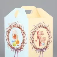 Коробка подарочная пасхальная с окном, с фронтальной загрузкой «Верба» 15×15×18 см