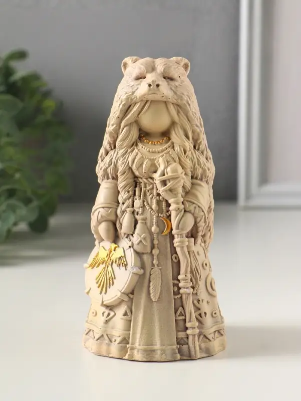 Фигурка гипс &laquo;Берегиня Шаманка медведица&raquo;, 13.5&times;6 см, слоновая кость