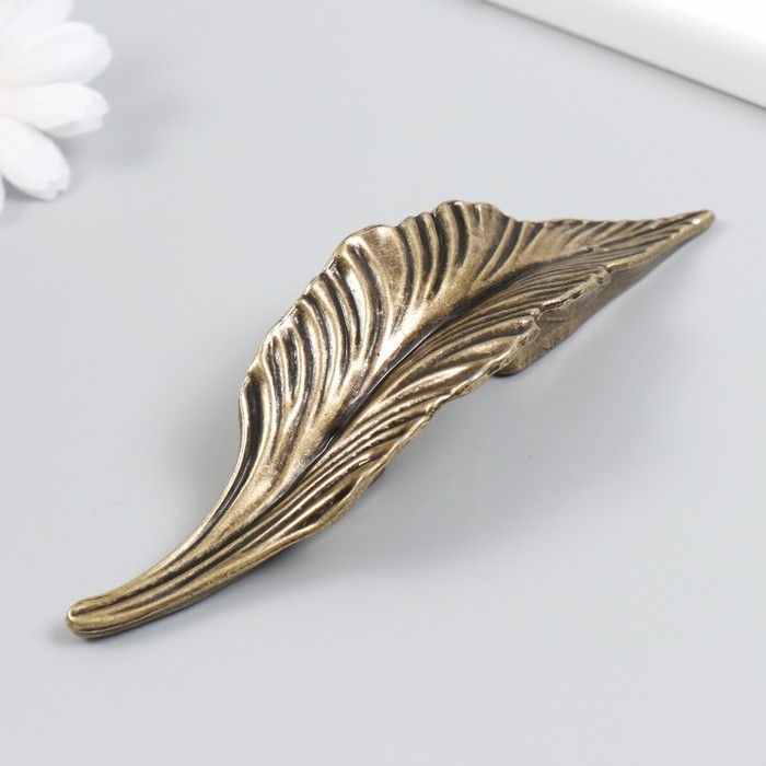 Ручка для шкатулки латунь Ручка для шкатулки латунь "Листья" набор 2 шт 3,5х13х2,4 см