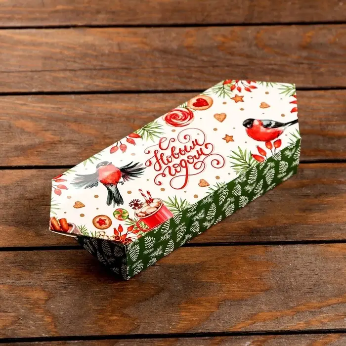 Подарочная коробка «Конфета Снегири» новогодняя упаковка, 10×20×4.3 см Подарочная коробка «Конфета Снегири» новогодняя упаковка, 10×20×4.3 см