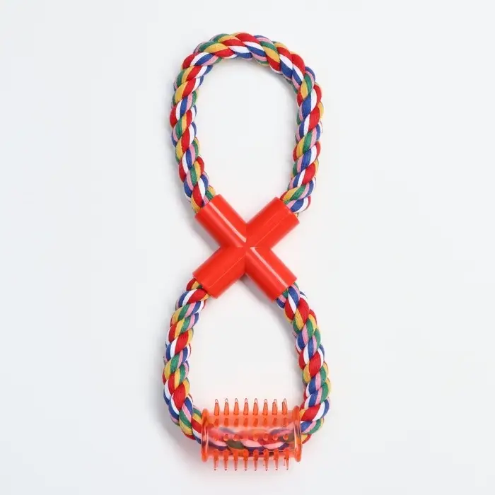 Игрушка канатная &laquo;Восьмерка с зубочисткой&raquo;, тренировочная, до 27 см, до 140 г, цвет МИКС