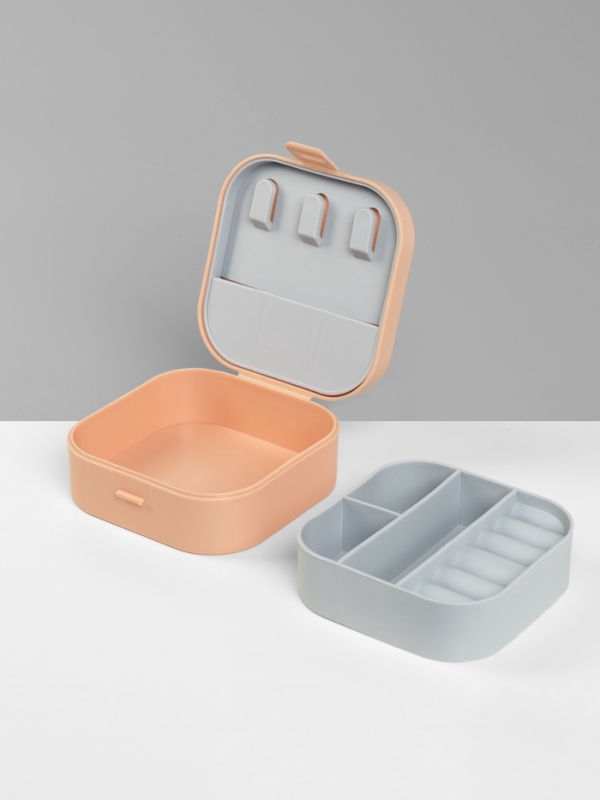 Органайзер для украшений «Шкатулка», с крючками, 9×9×3.8 см, розовый