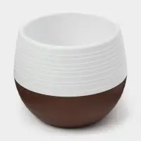 Горшок для цветов &laquo;Япония&raquo;, 1.2 л, d=16 см, h=14 см, пластиковый, бело-коричневый