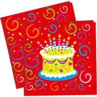 Салфетки бумажные 33см X 33см Торт яркий 12шт/уп 6046316