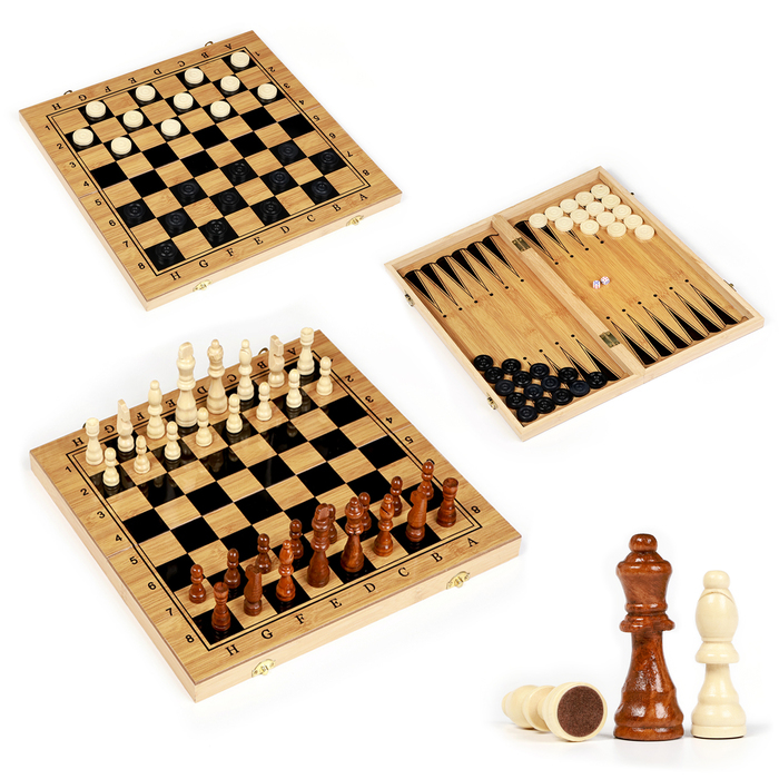 Настольная игра 3 в 1  Настольная игра 3 в 1 "Король": нарды, шахматы, шашки, 39 х 39 см