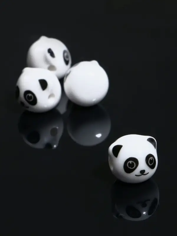 Бусина керамическая &laquo;Панда&raquo;, 1.2&times;1.2&times;1.2 см, (набор 4 шт.), бело-чёрная